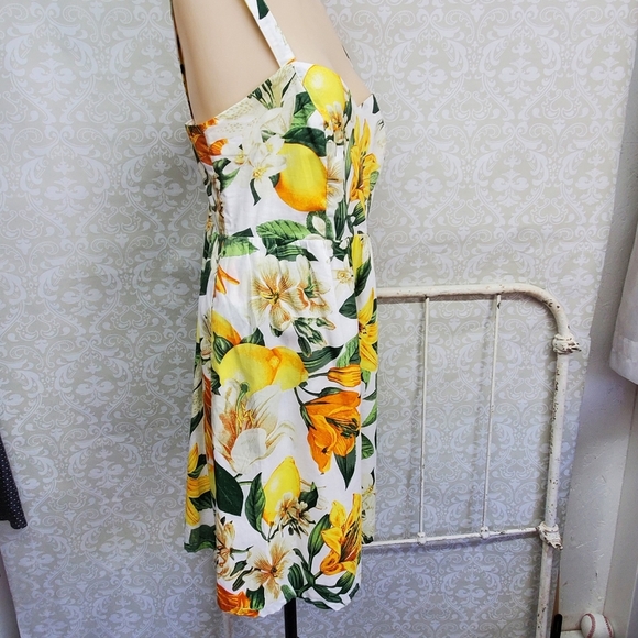 Cotton sundress lemon floral print Medium - Picture 3 of 8